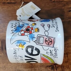 Blond Amsterdam Colorful Oversized Illustrated Love Mug w/ Whimsical Design NWT